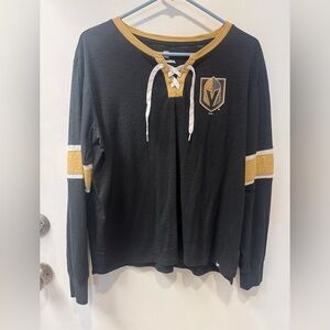 FANATICS Vegas Golden Knights NHL Black Gold Long Sleeve Hockey TOP WOMENS LARGE